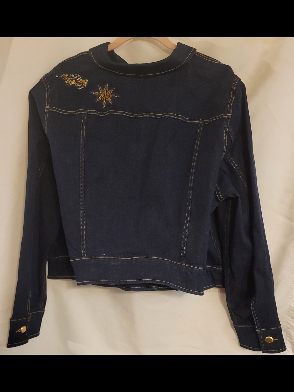 G by Giuliana Dark Indigo Denim Jacket with Gold Sequin Embellishment - 2X - Picture 7 of 7